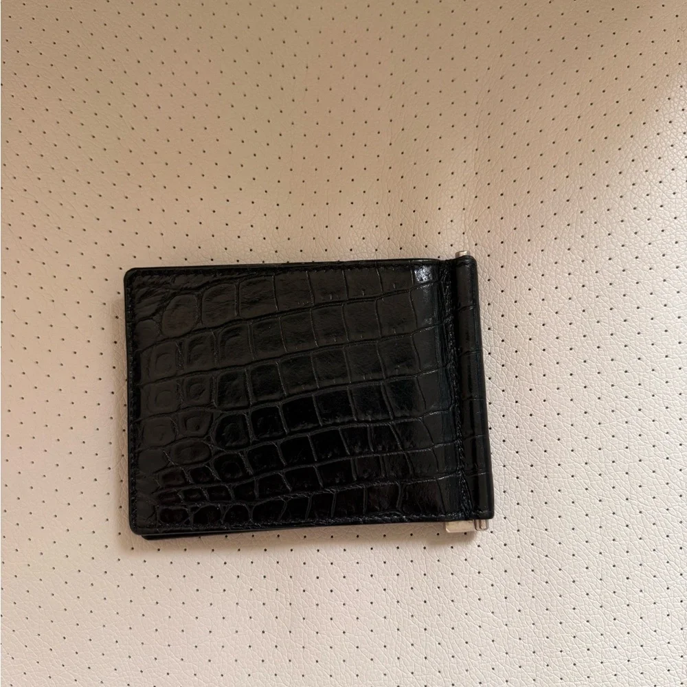 Saint Laurent Crocodile Black Embossed Money Clip